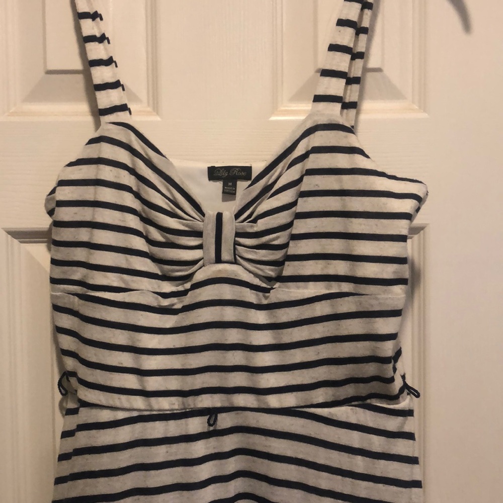 Grey and navy striped dress